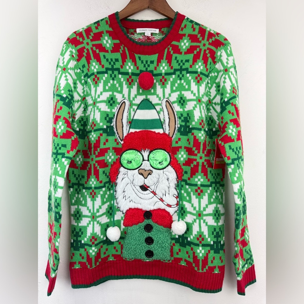 Celebrate Together size Small Men’s Llama Vibes Ugly Christmas Sweater